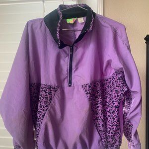 80's Vintage Pull Over Shell Shock Purple Leopard Print - S